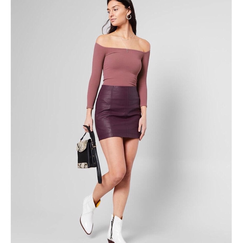 Free People Vegan Leather Mini Skirt